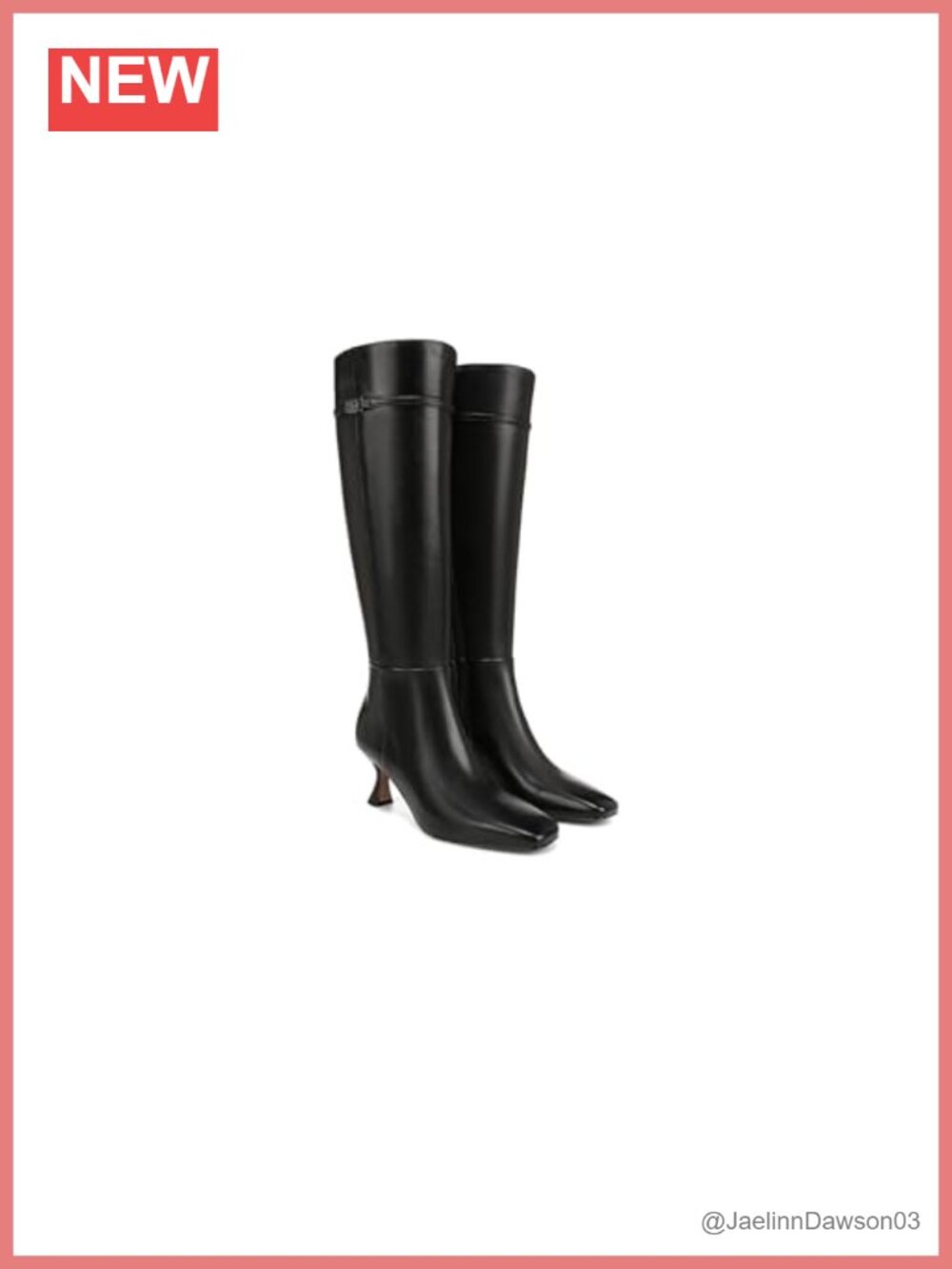 Sam Edelman Lyla Women's Knee High Kitten Heel Boots Leather Square Toe Zip